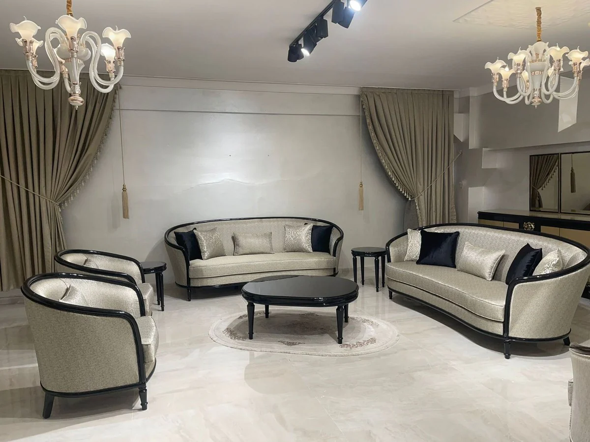 Luxury Baroque Coffee Table Black - Oval Baroque Style Living Room Table - Luxury Living Room Furniture in Baroque Style - Baroque Furniture - Noble & Magnificent