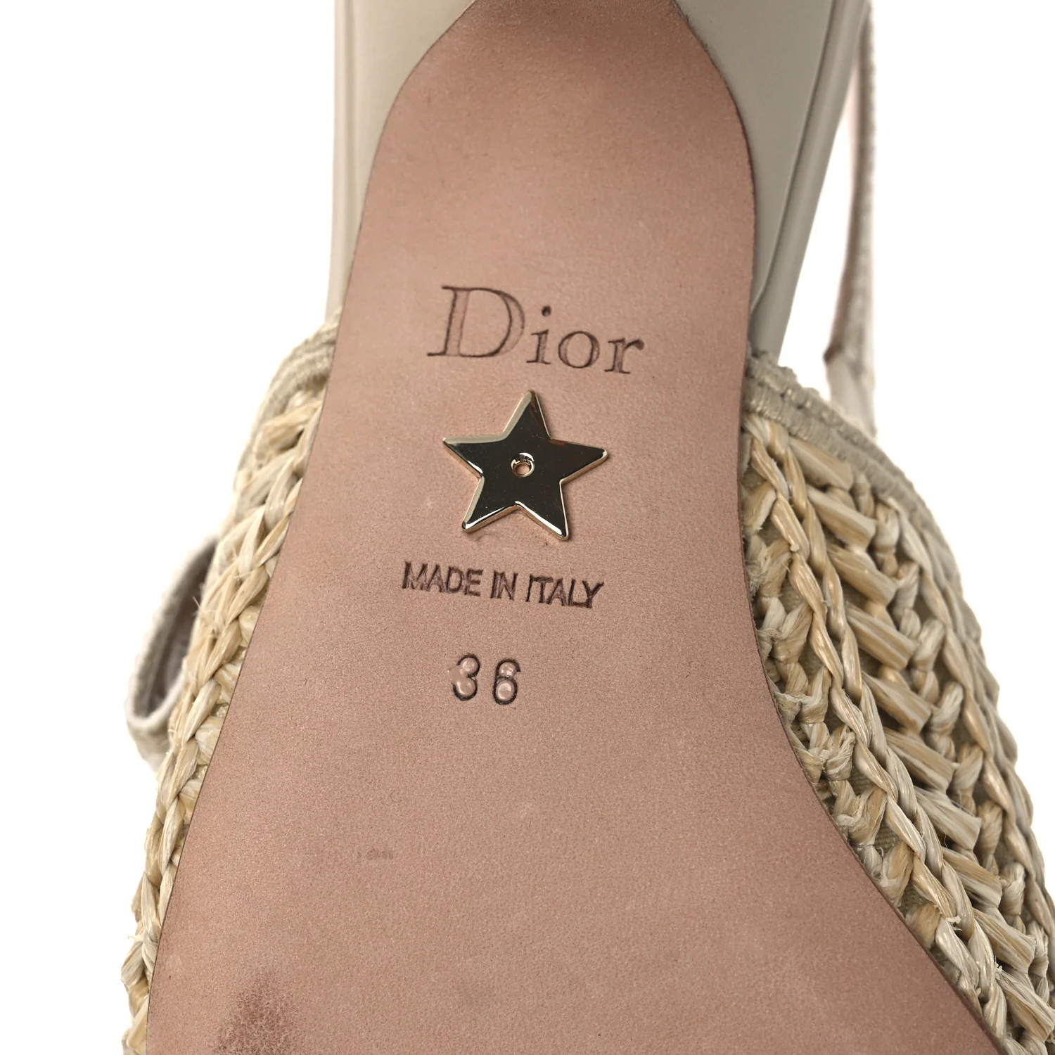 Raffia Embroidered J'Adior Slingback 65mm Pumps 36 Taupe - Top Club