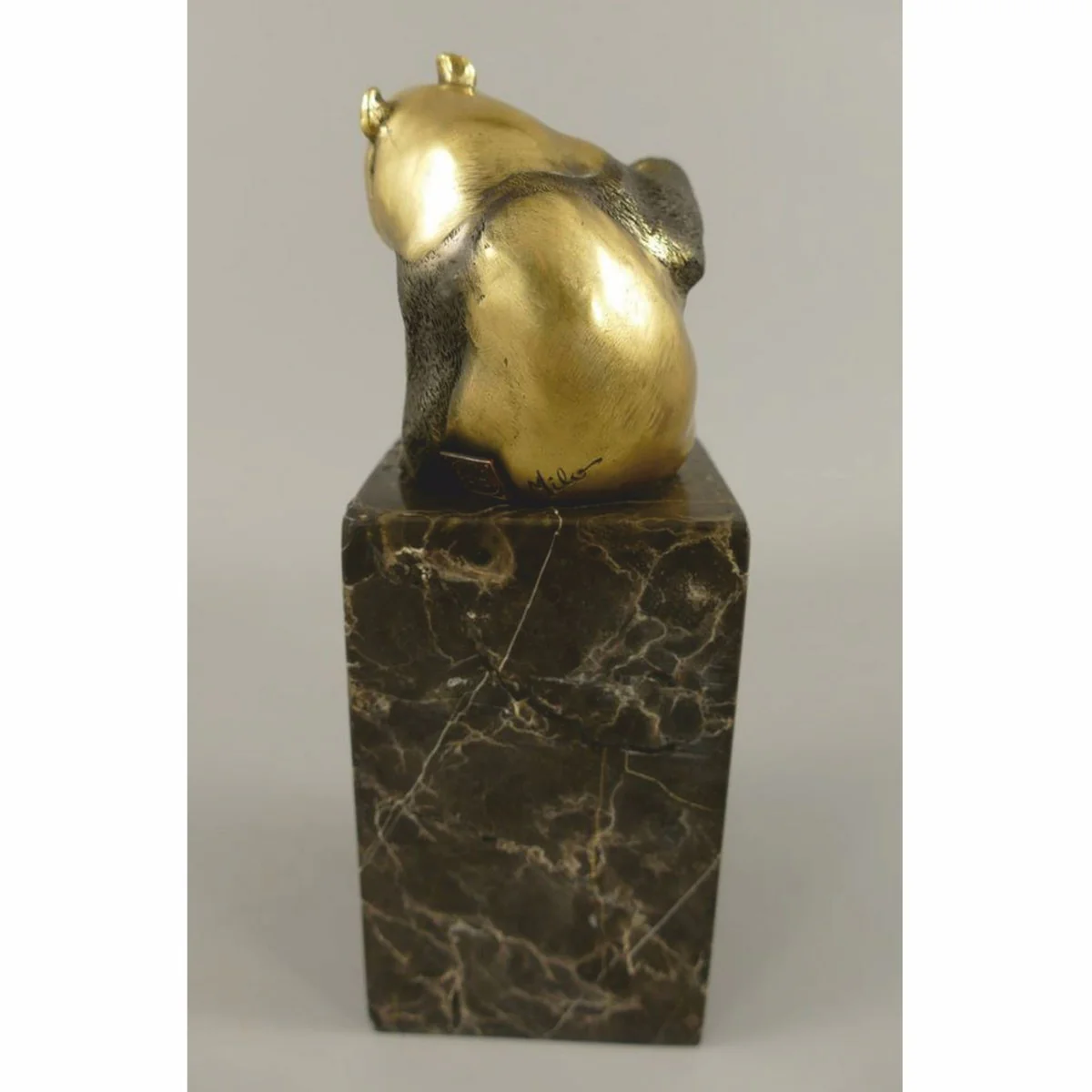 Bronze sculpture panda bear gold / black H. 21 cm - bronze figure