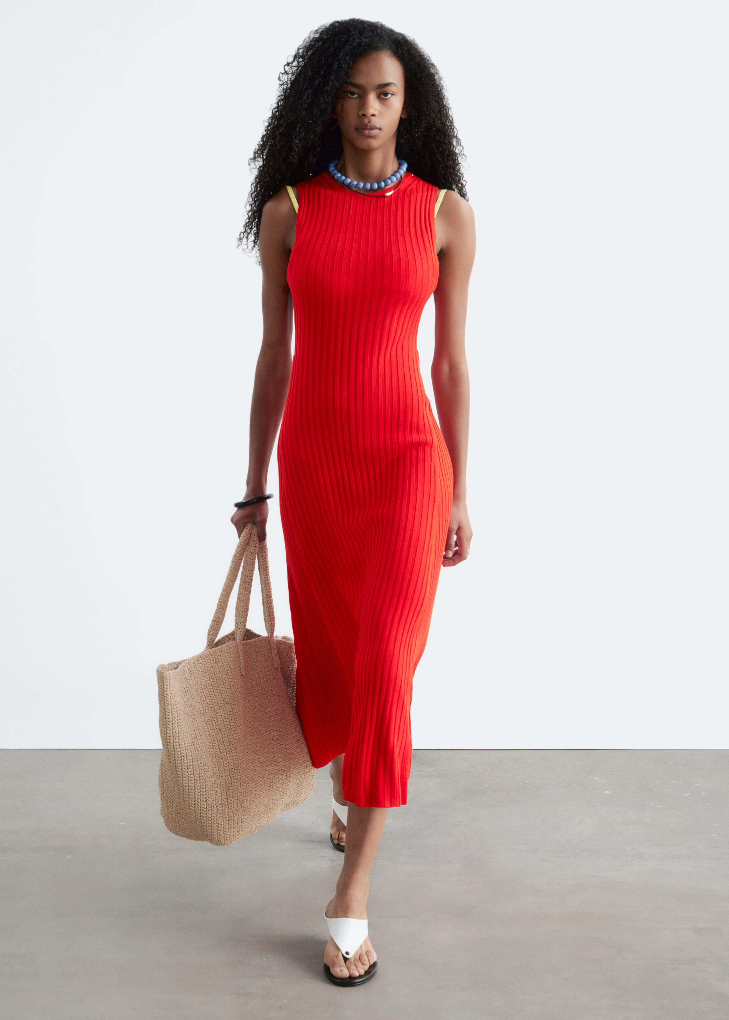 & Other Stories RIBBED MIDI DRESS