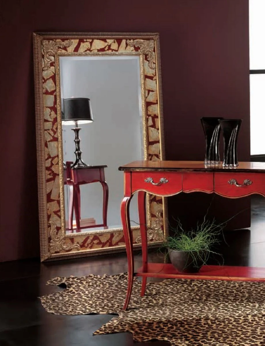Luxury Baroque Mirror Gold / Red - Rectangular Italian Baroque Style Wall Mirror - Baroque Furniture - Luxury Furniture in Baroque Style - Luxury Quality - Made in Italy