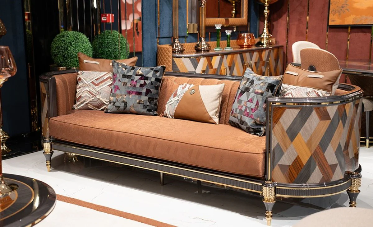 Luxury Art Deco Sofa Brown / Multicolor / Gray / Gold - Living Room Sofa - Living Room Furniture - Art Deco Furniture - Luxury Furniture