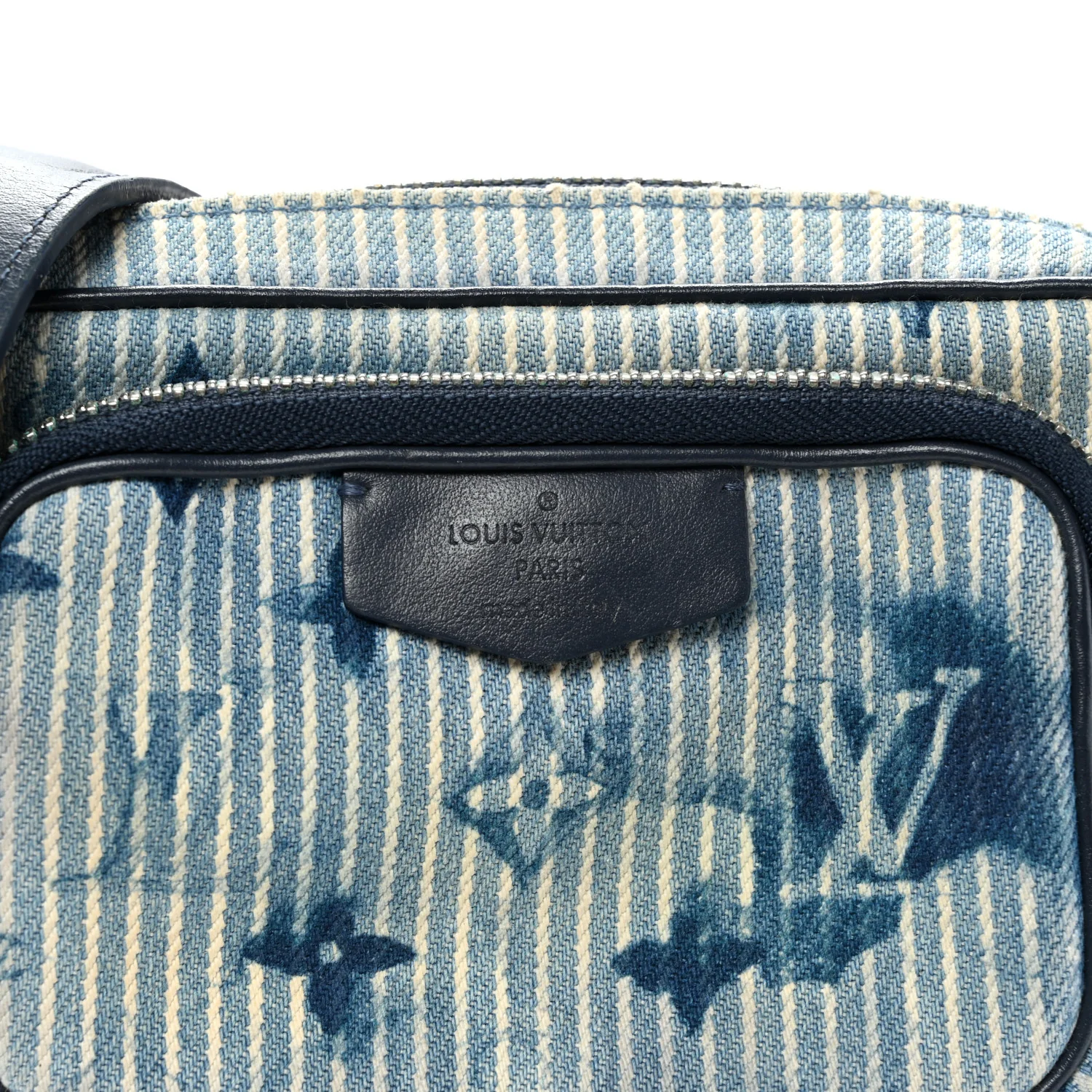 Hickory Stripes Denim Monogram Watercolor Outdoor Pouch Blue - Top Club