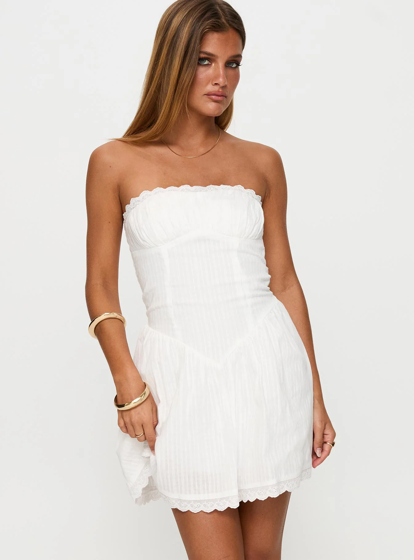 Mirella Strapless Mini Dress White