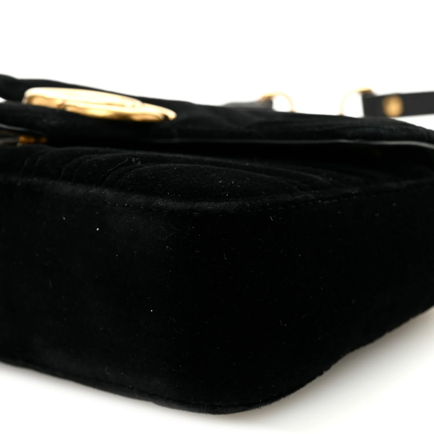 Velvet Matelasse Mini GG Marmont Shoulder Bag Black - Top Club