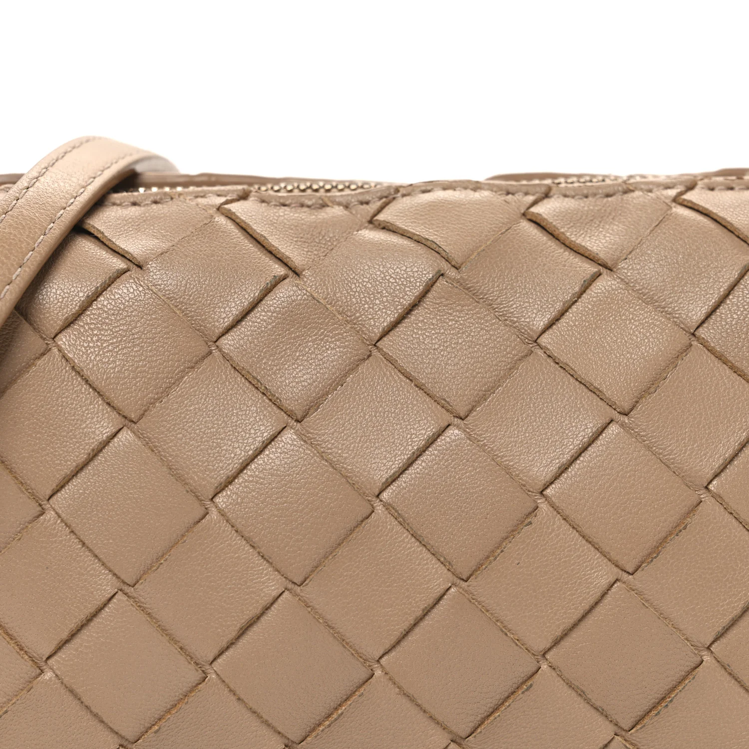 Nappa Intrecciato Nodini Mini Crossbody Almond - Top Club