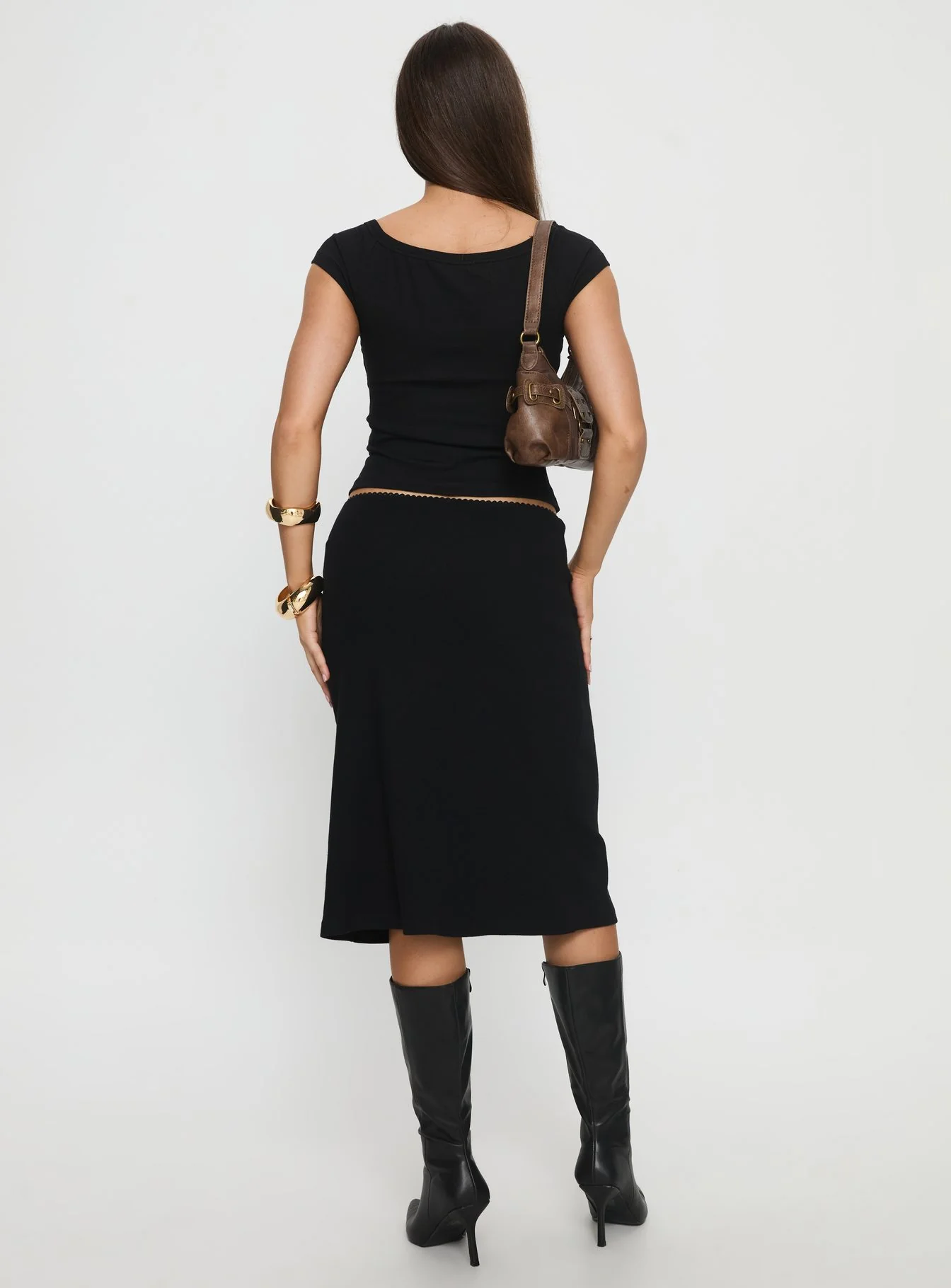 Baseline Rib Midi Skirt Black
