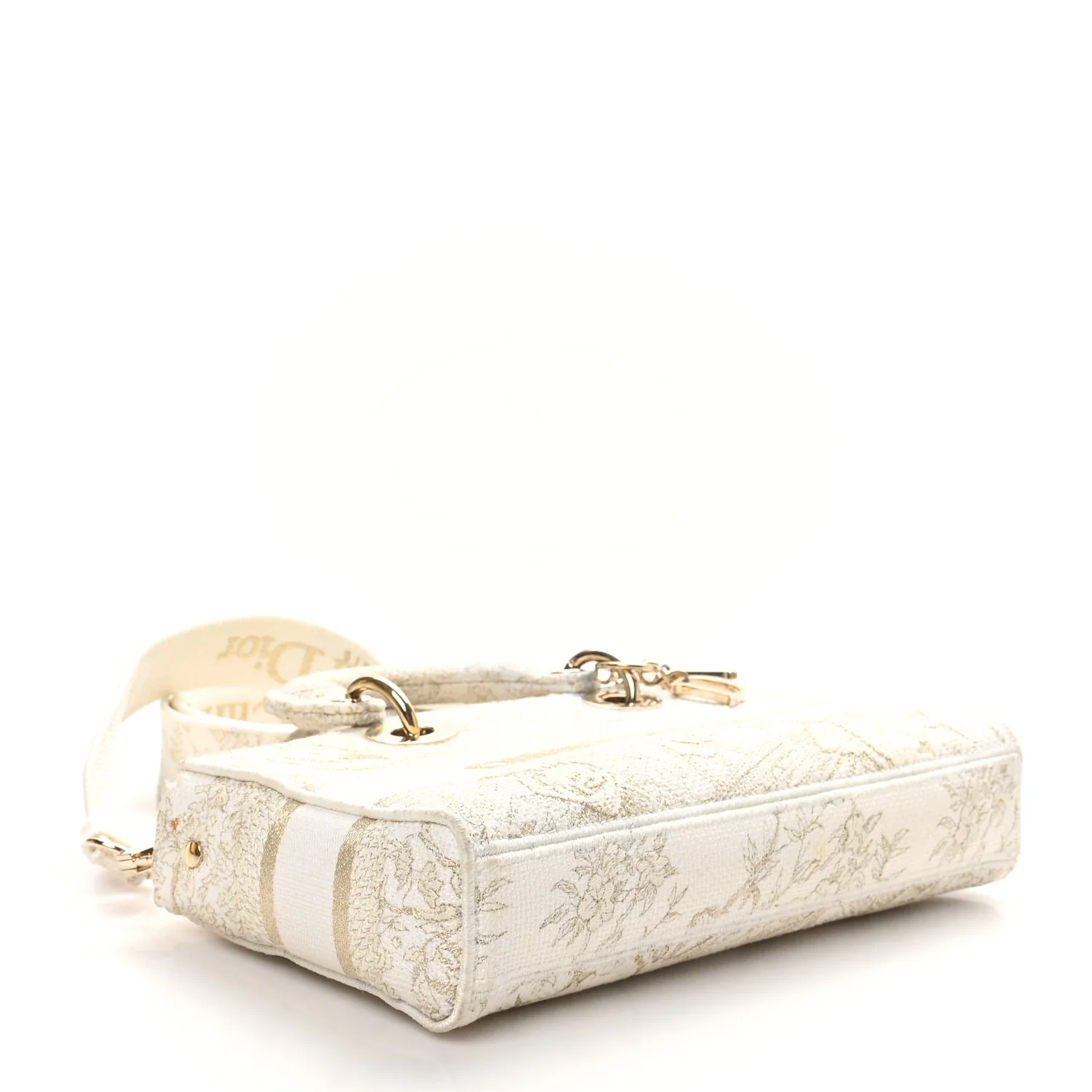 Canvas Embroidered Medium Jardin D'Hiver Lady D-Joy White Gold - Top Club