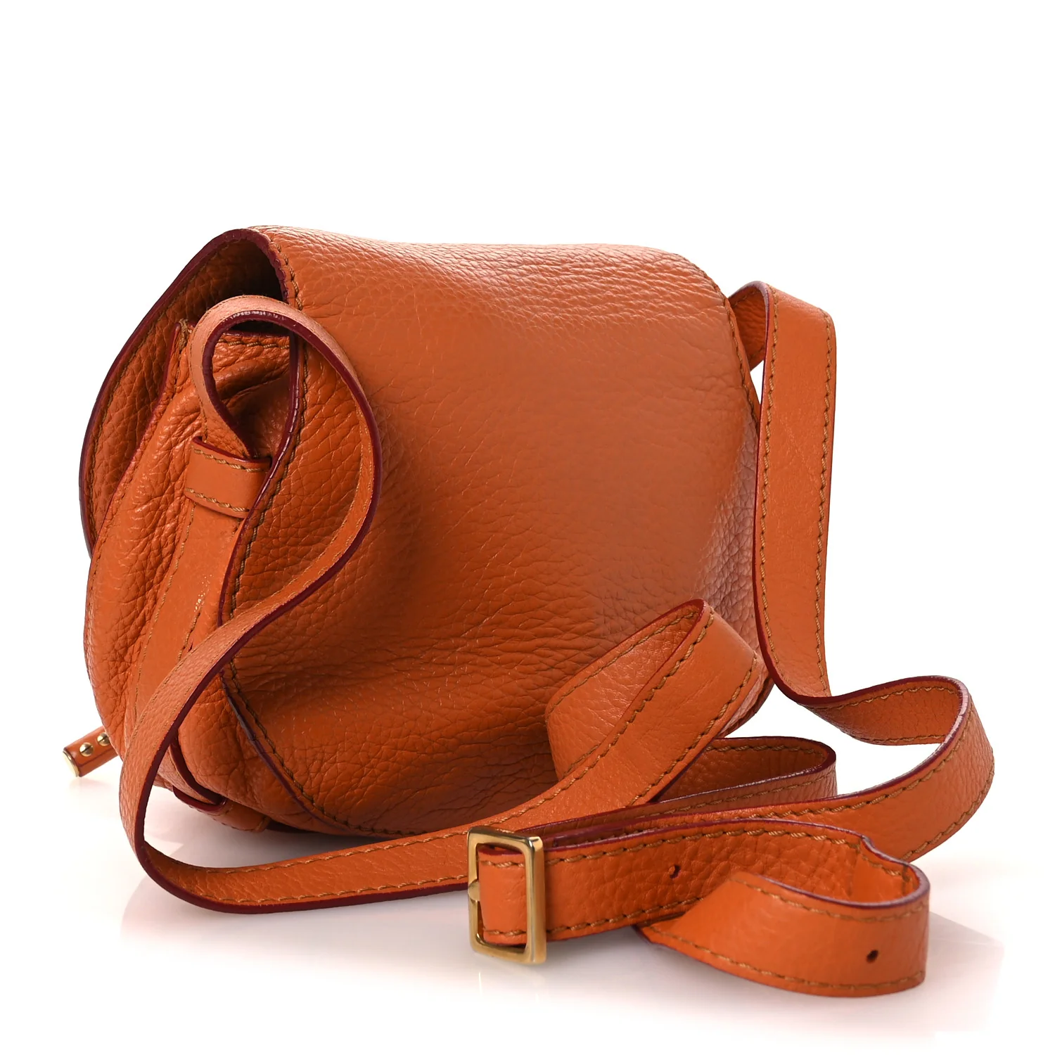 Grained Calfskin Small Marcie Saddle Bag Wood Rose - Top Club