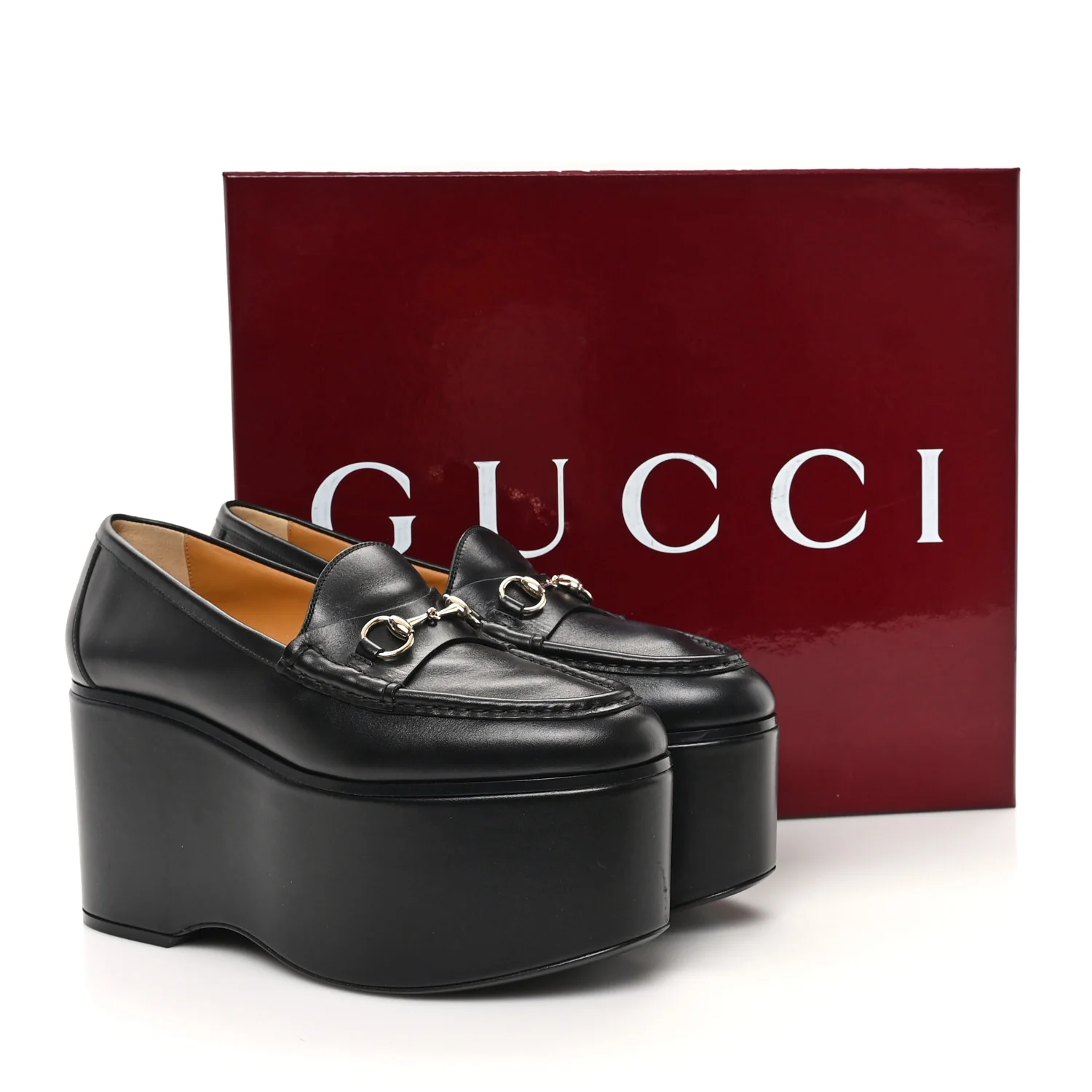Ancora Calfskin Womens Horsebit Platform Loafers 39 Black - Top Club