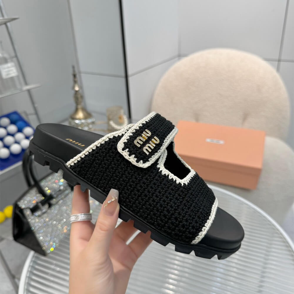MiuMiu Crochet knit slides - Top Club