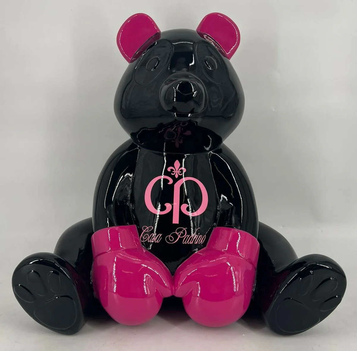 Luxury decorative figure boxer teddy bear black / purple 50 cm - decorative sculpture