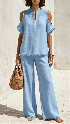 Women's Short-Sleeve Off-Shoulder Pants Set - Nordfashionstorm - Women's Clothing, Fashion for You - Nordfashionstorm.com