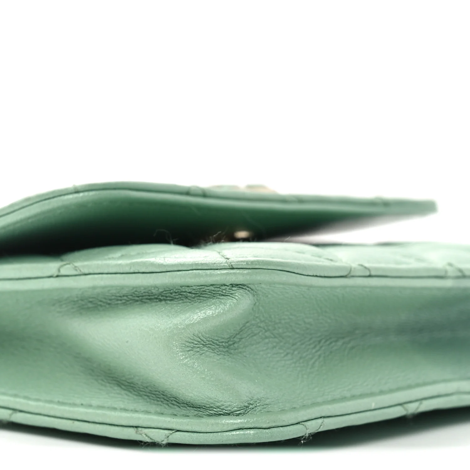 Lambskin Resin Quilted Mini Heart Flap Light Green - Top Club