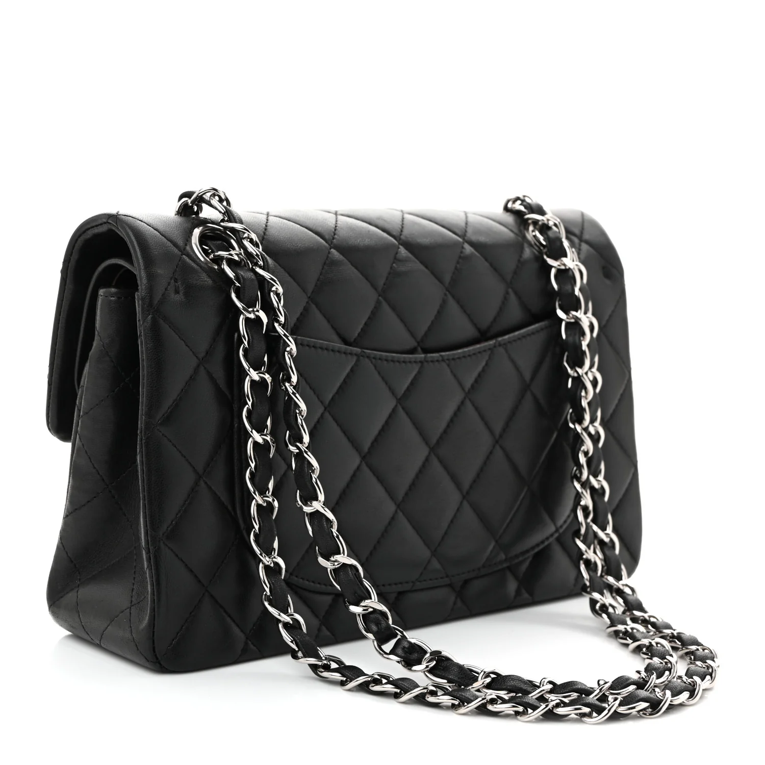 Lambskin Quilted Small Double Flap Black - Top Club