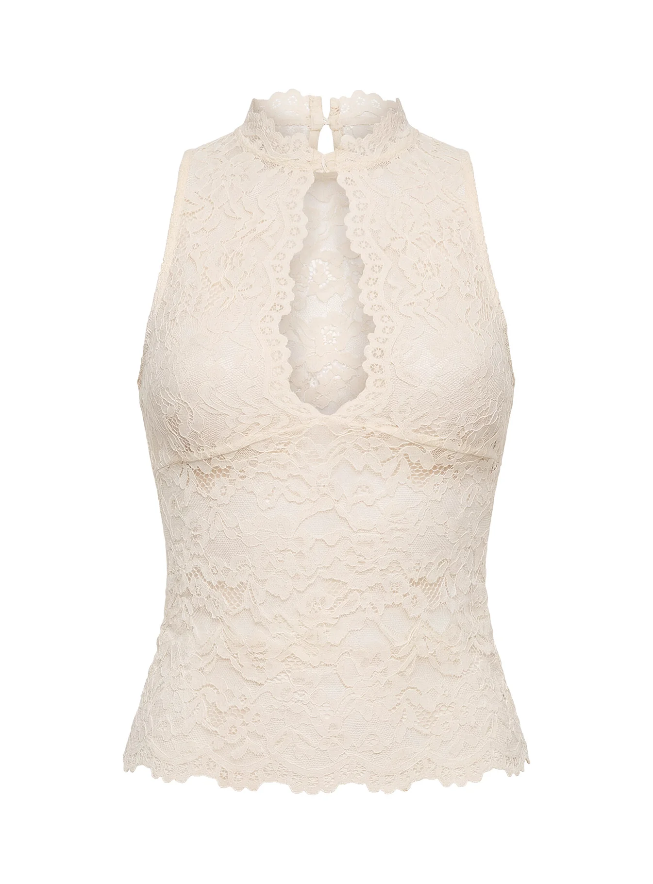 Quinbie Lace Sleeveless Top Cream