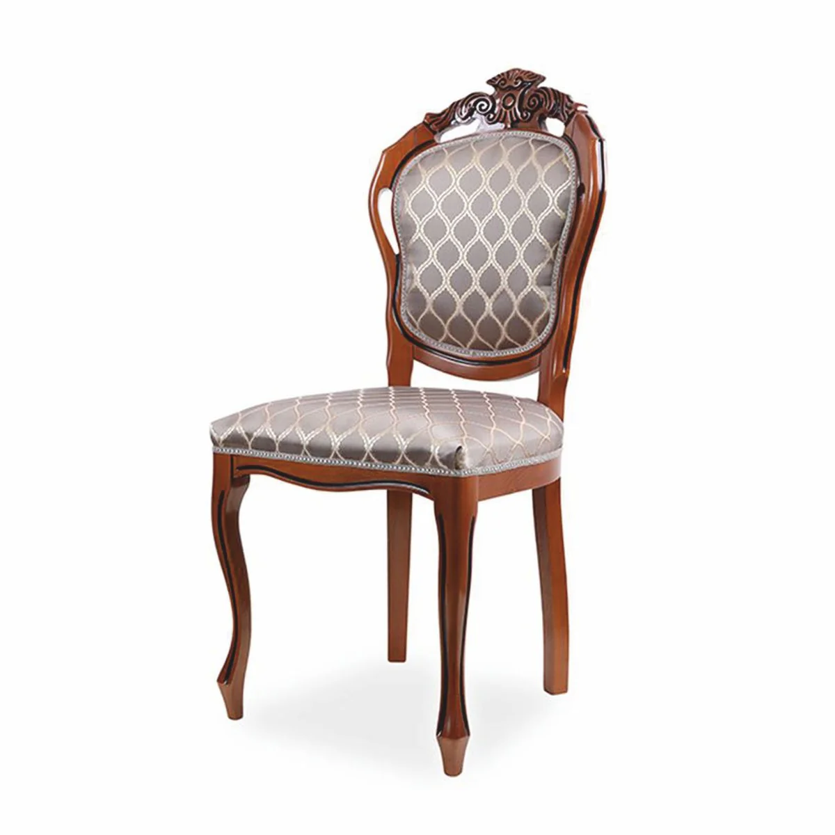 Luxury baroque dining room chair set of 8 with pattern gray / brown H. 102 cm