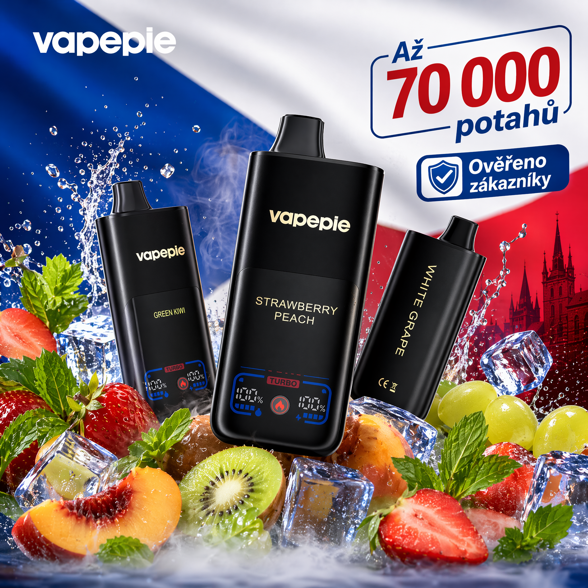 VAPEPIE Mega 70 000 Potahů – Obří oblaka a dlouhotrvající výkon