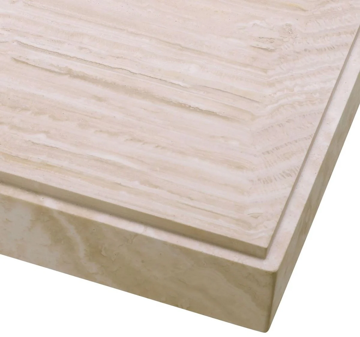 Luxury coffee table beige 83 x 83 x H. 32 cm - Square travertine natural stone living room table - Luxury living room furniture