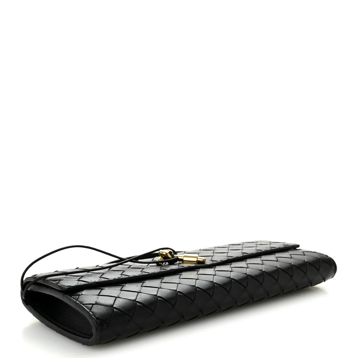 Nappa Intrecciato Long Andiamo Top Handle Clutch Black - Top Club