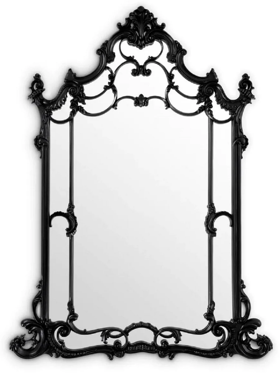 Luxury Baroque Mahogany Mirror Black - Magnificent Baroque style wall mirror made of hand-carved mahogany wood - Luxury furniture in the Baroque style - Magnificent Baroque furniture - Noble & magnificent