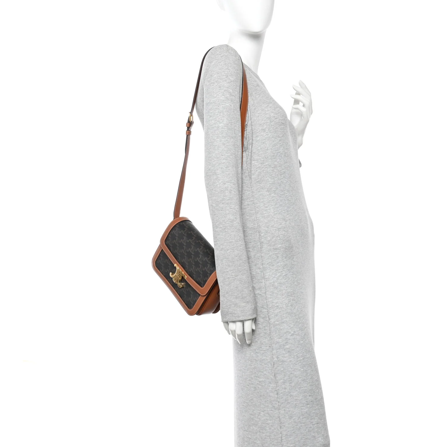 Triomphe Canvas Calfskin Medium Triomphe Bag Tan