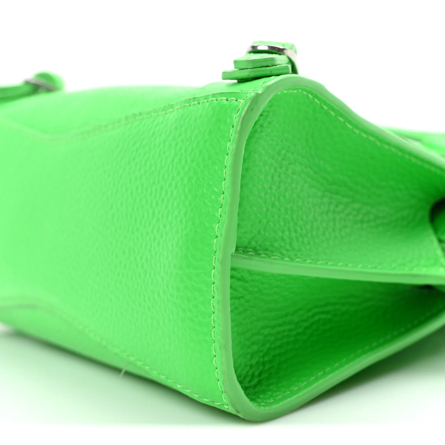 Grained Calfskin Neo Classic Silver Hardware Nano City Crossbody Fluo Green - Top Club