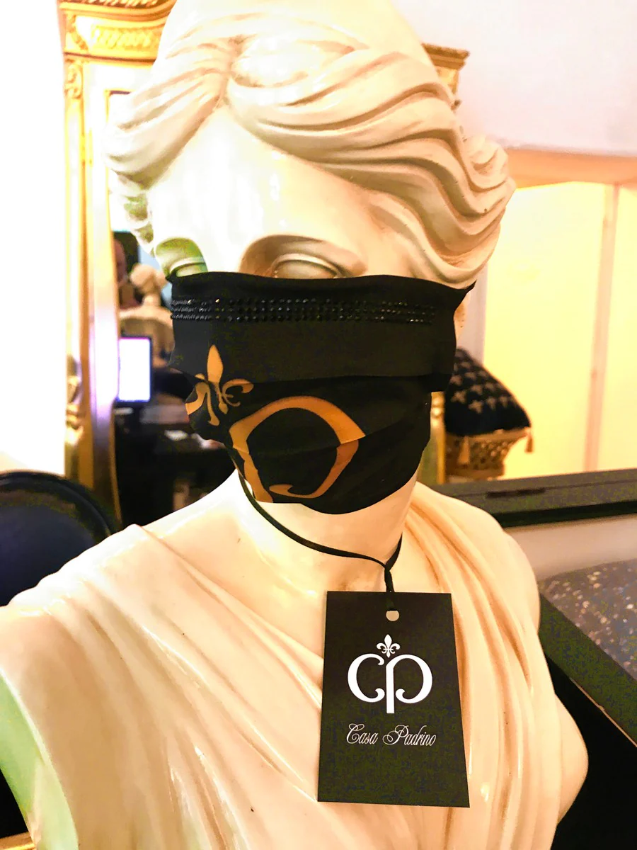 Bling Bling Mask Black / Gold - CP mask with black glitter stones