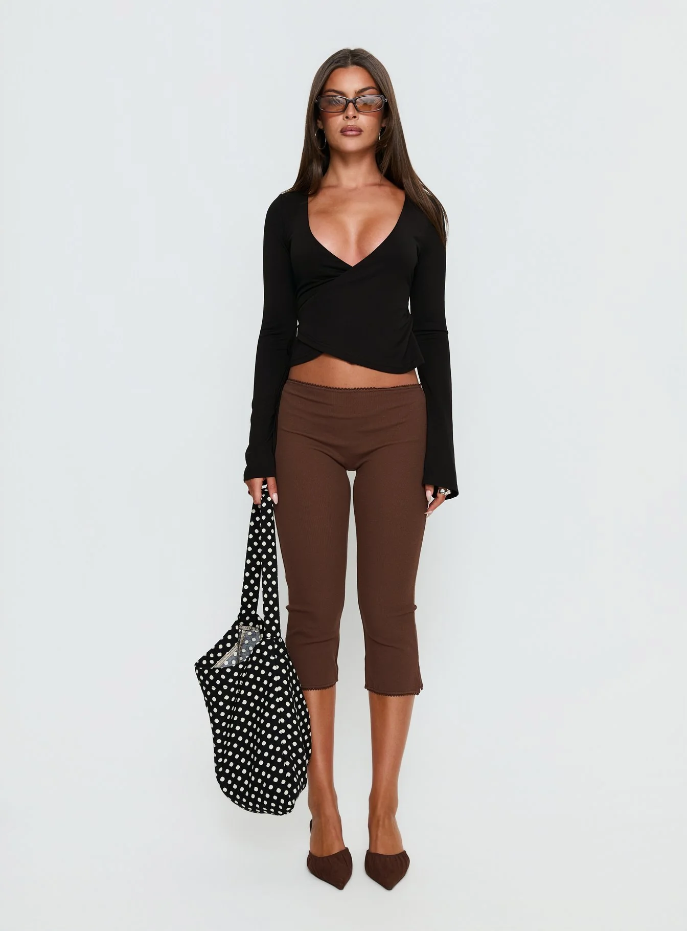 Baseline Rib Capri Pants Chocolate