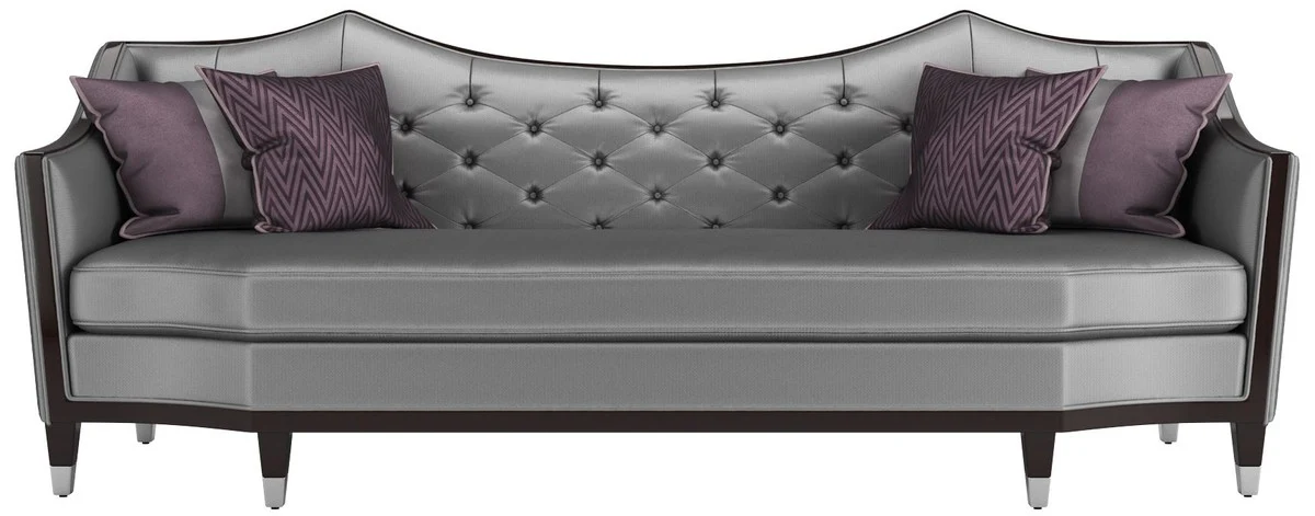 Luxury living room set silver / black / dark brown - 2 sofas & 2 armchairs & 1 coffee table & 2 side tables - luxury living room furniture