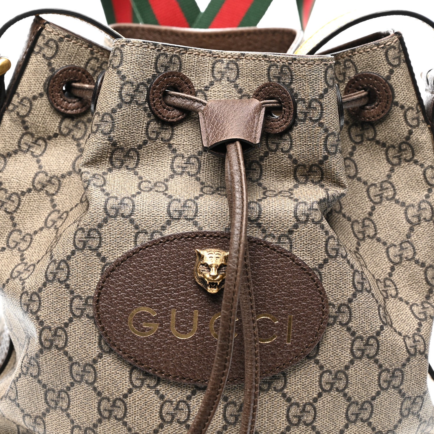 GG Supreme Monogram Neo Vintage Drawstring Bucket Backpack Beige New Acero Crop - Top Club