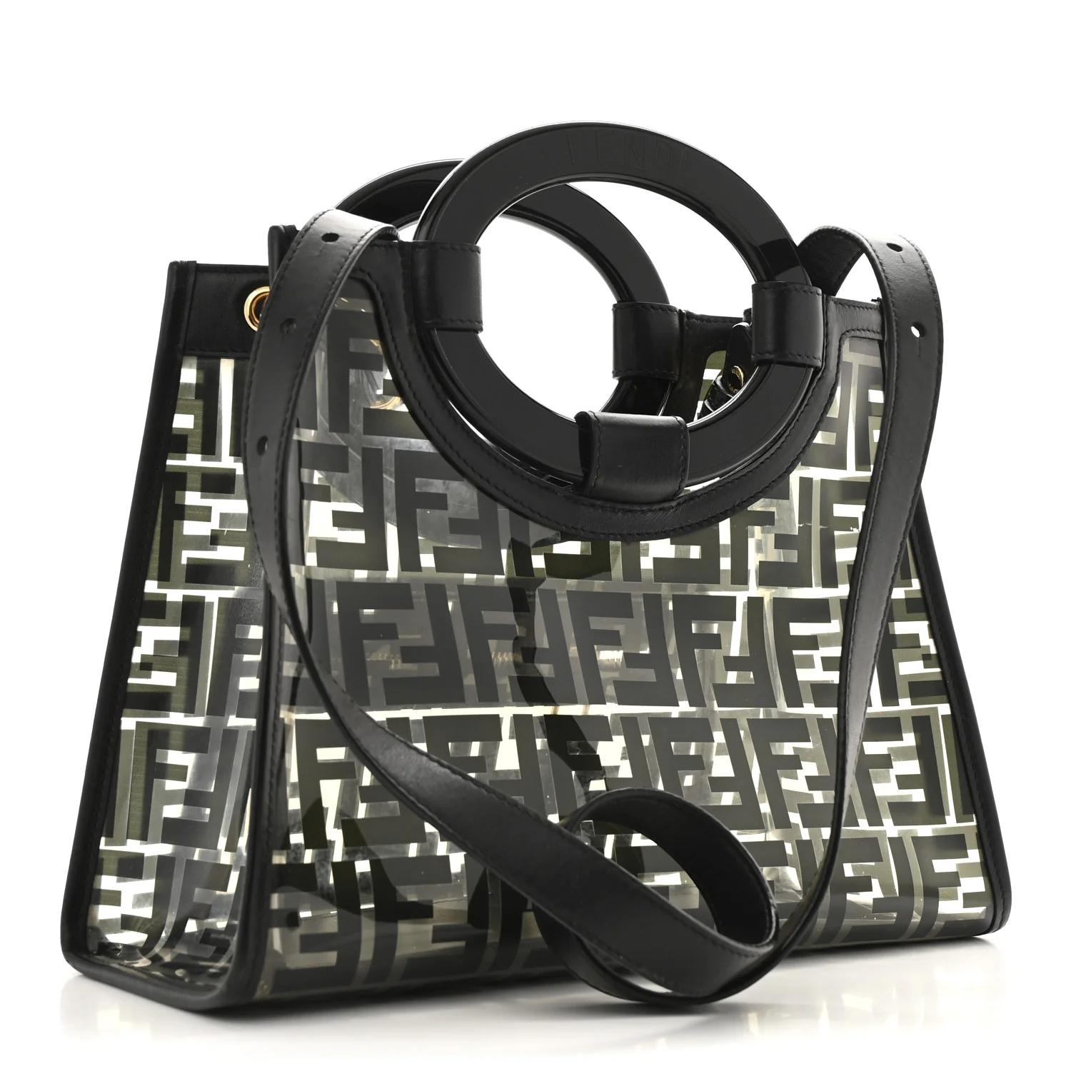 TPU FF Vitello Century Plexiglass Small Runaway Shopper Tote Black - Top Club