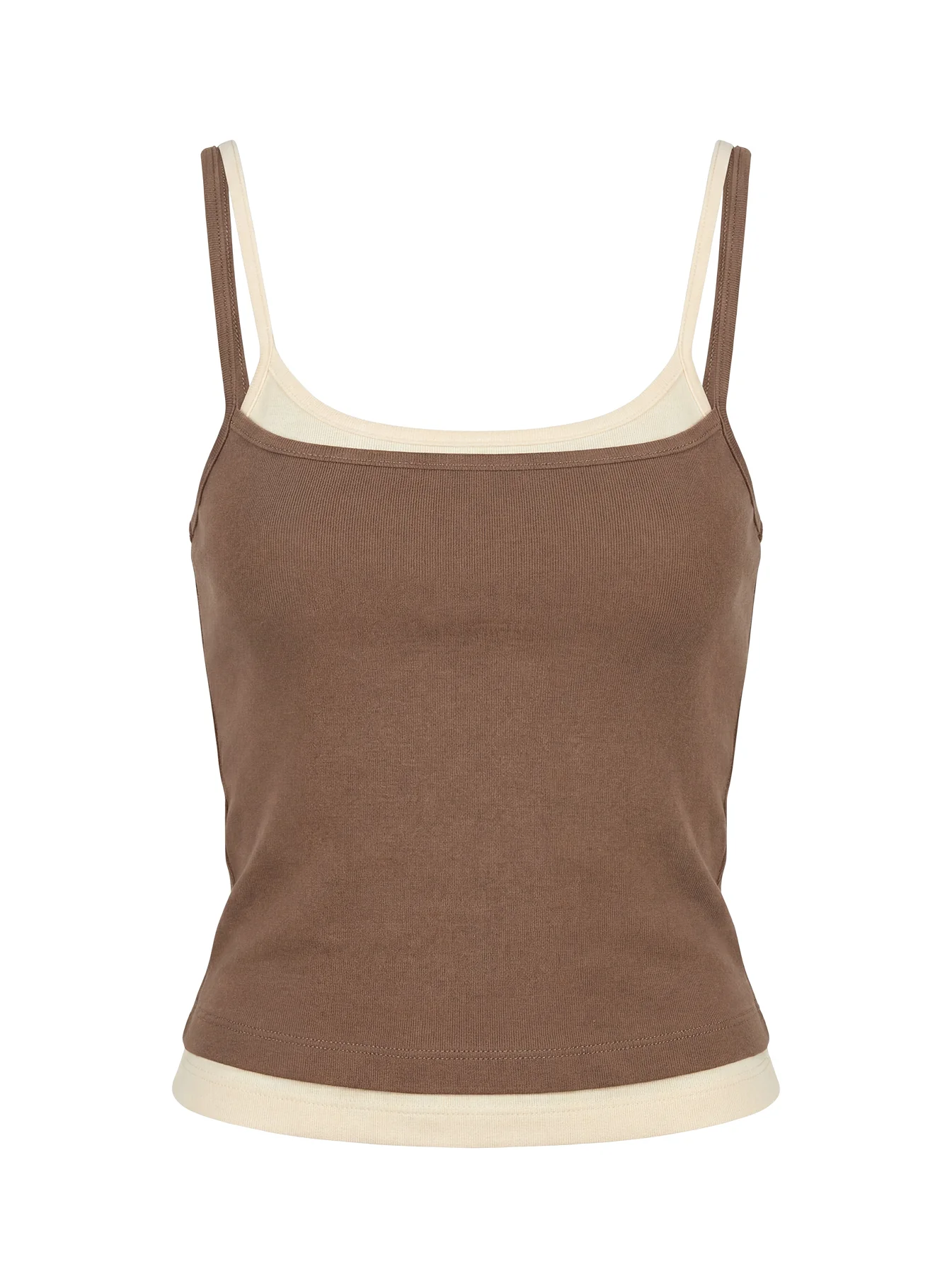 Maeka Layered Jersey Tank Top Brown / Cream