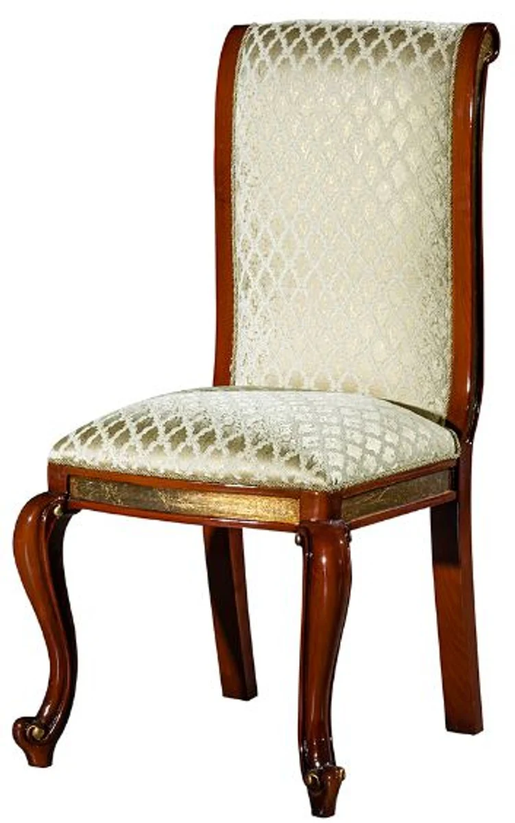 Luxury Baroque Dining Room Chair Set Gold Pattern / Brown / Gold 50 x 55 x H. 105 cm - Noble Kitchen Chairs Set of 6 - Baroque Dining Room Furniture