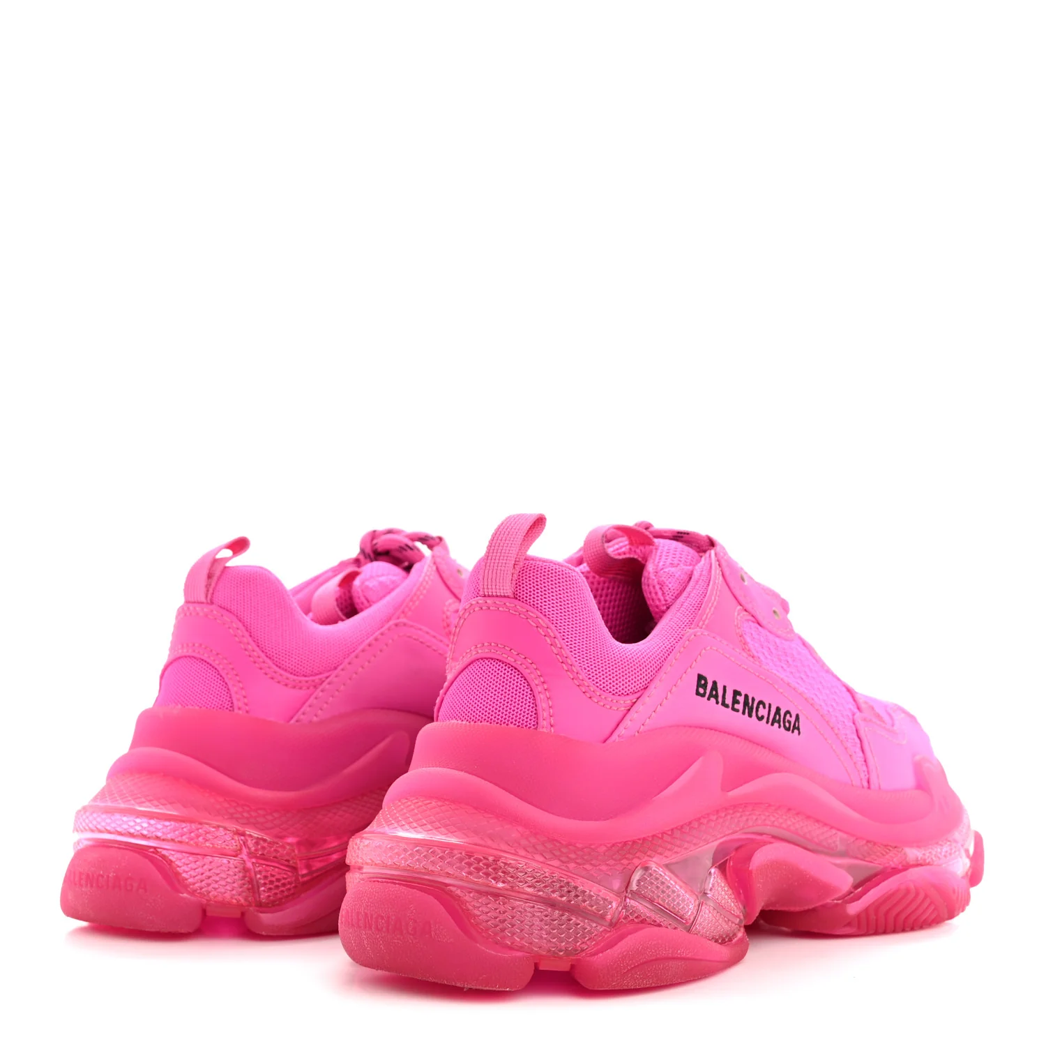 Fabric Mesh Clear Sole Fluo Womens Triple S Sneakers 37 Pink - Top Club
