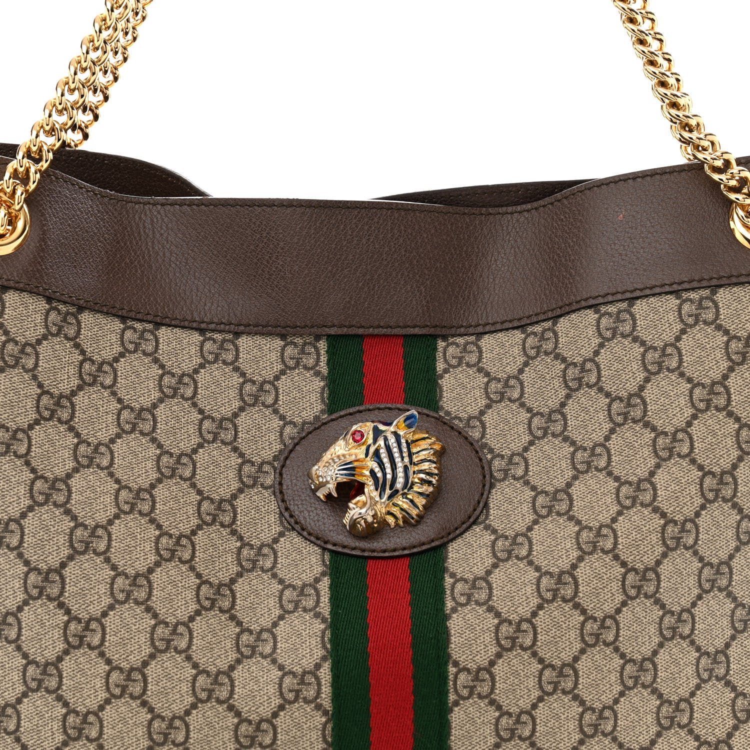 GG Supreme Monogram Large Rajah Chain Tote Beige New Acero - Top Club
