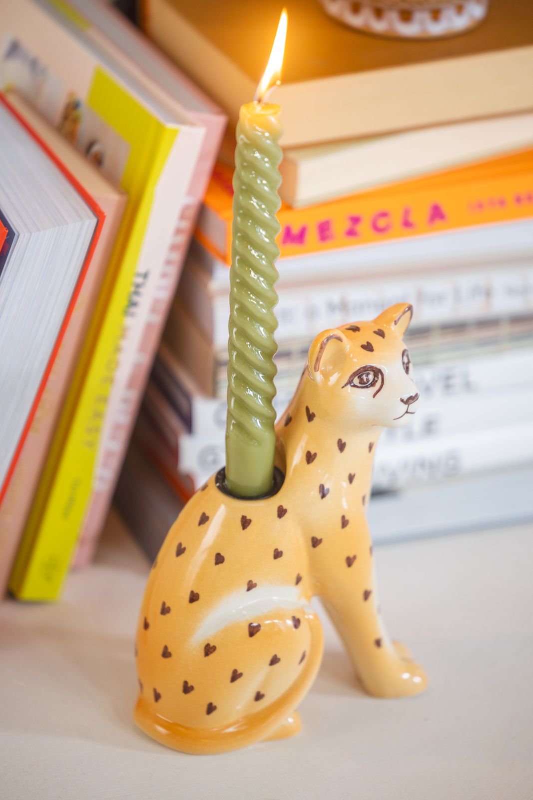 Groene draaikaarsen 21 cm