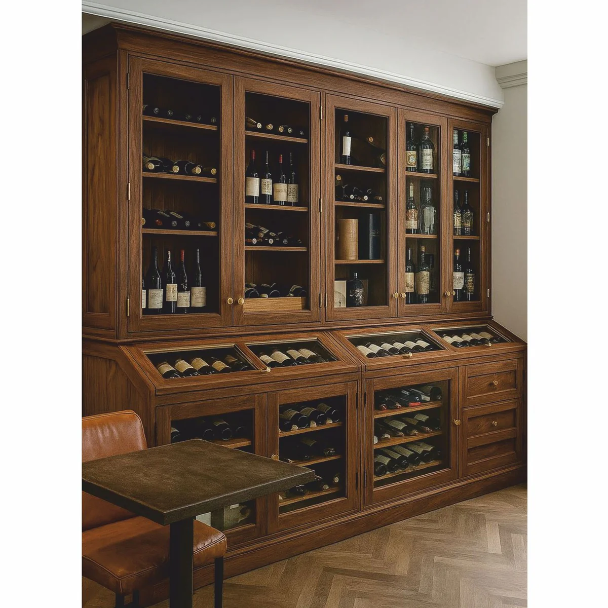 Country house style wine cabinet dark brown 240 cm - country house style bar furniture