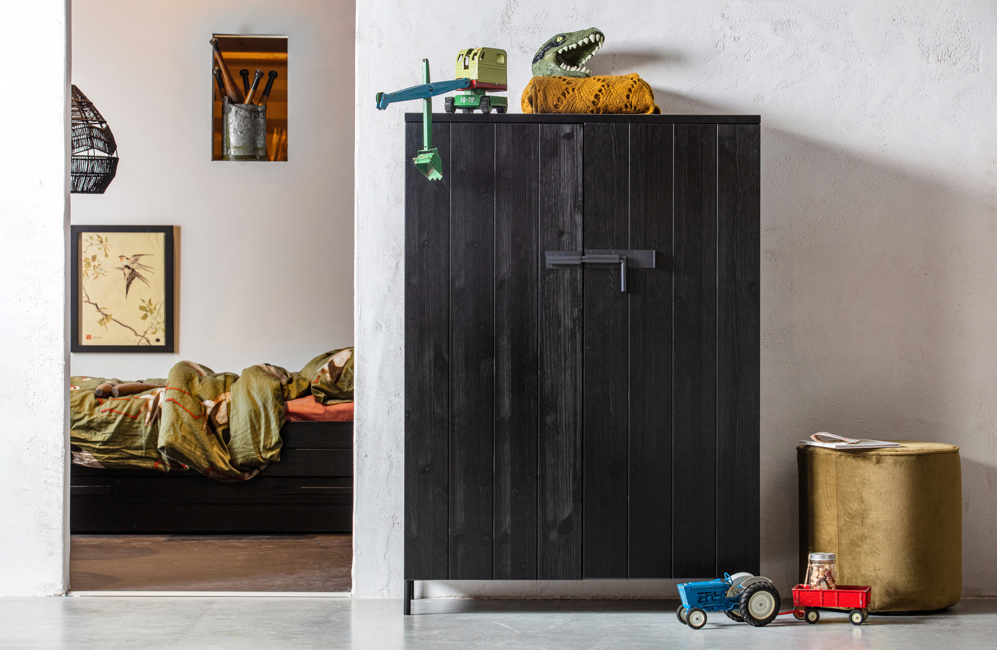 WOOOD matras/bedlade Dennis geborsteld Dennis matras/bedlade betongrijs geborsteld