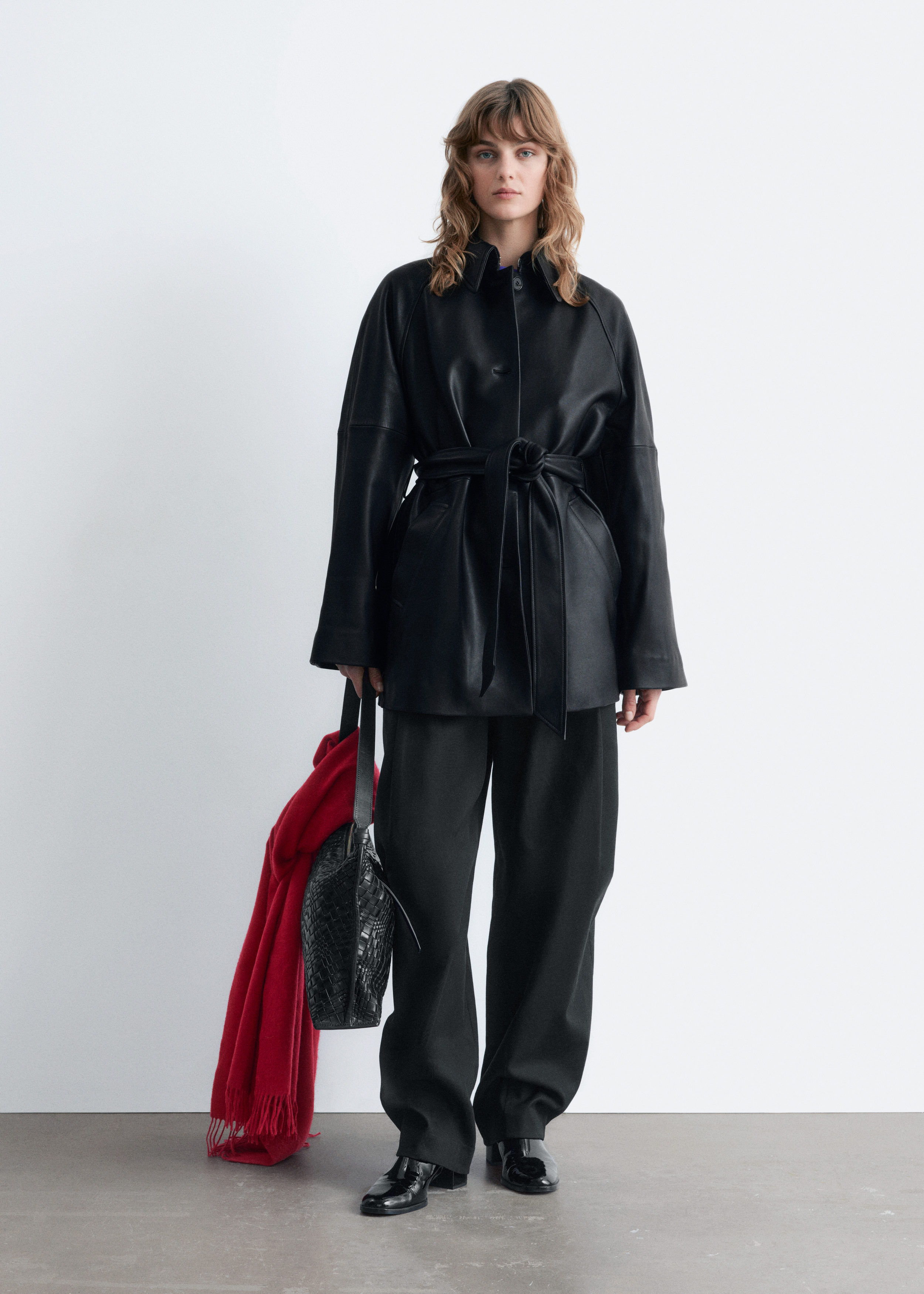 & Other Stories TIE-BELT LEATHER COAT