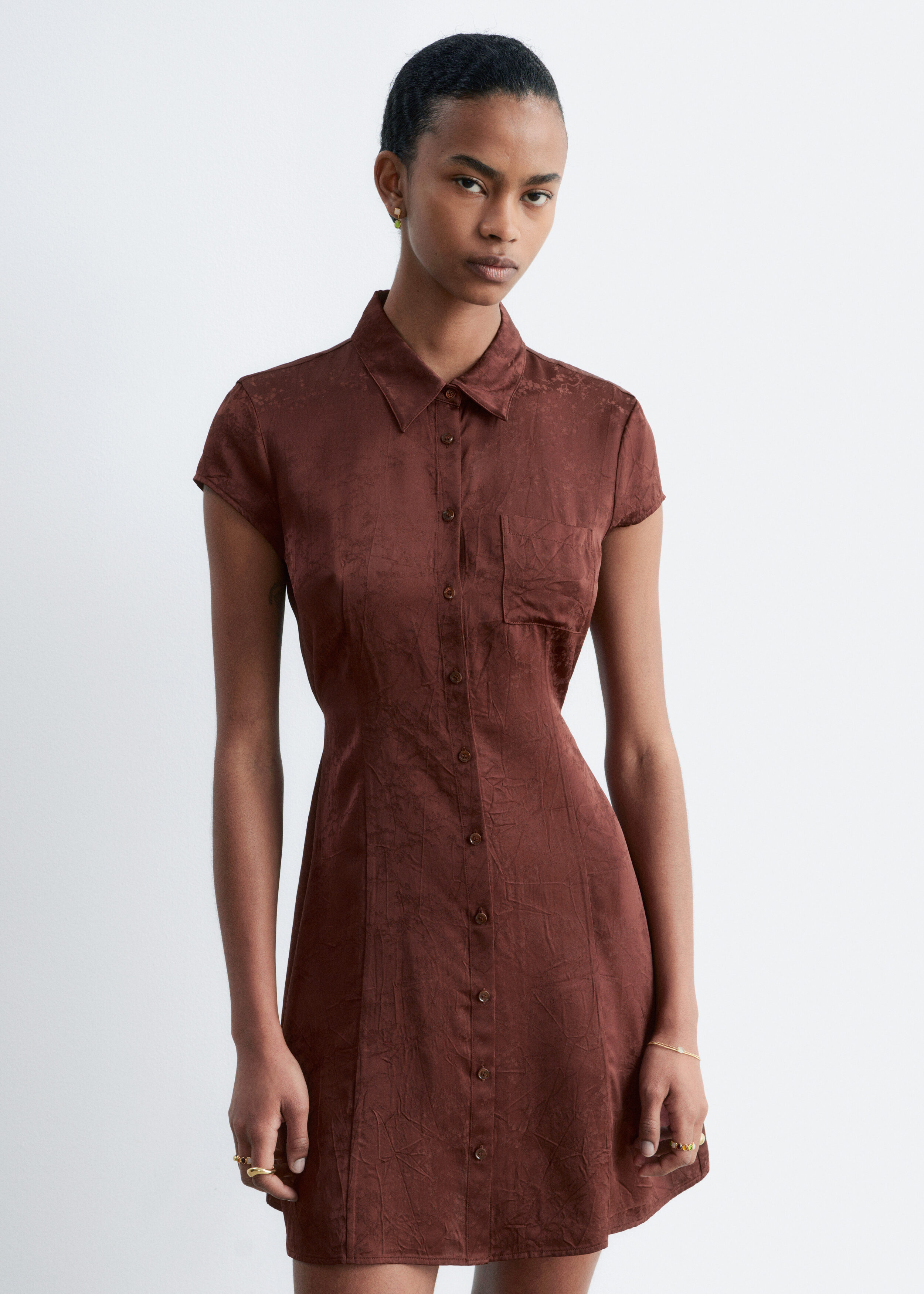 & Other Stories JACQUARD MINI SHIRT DRESS