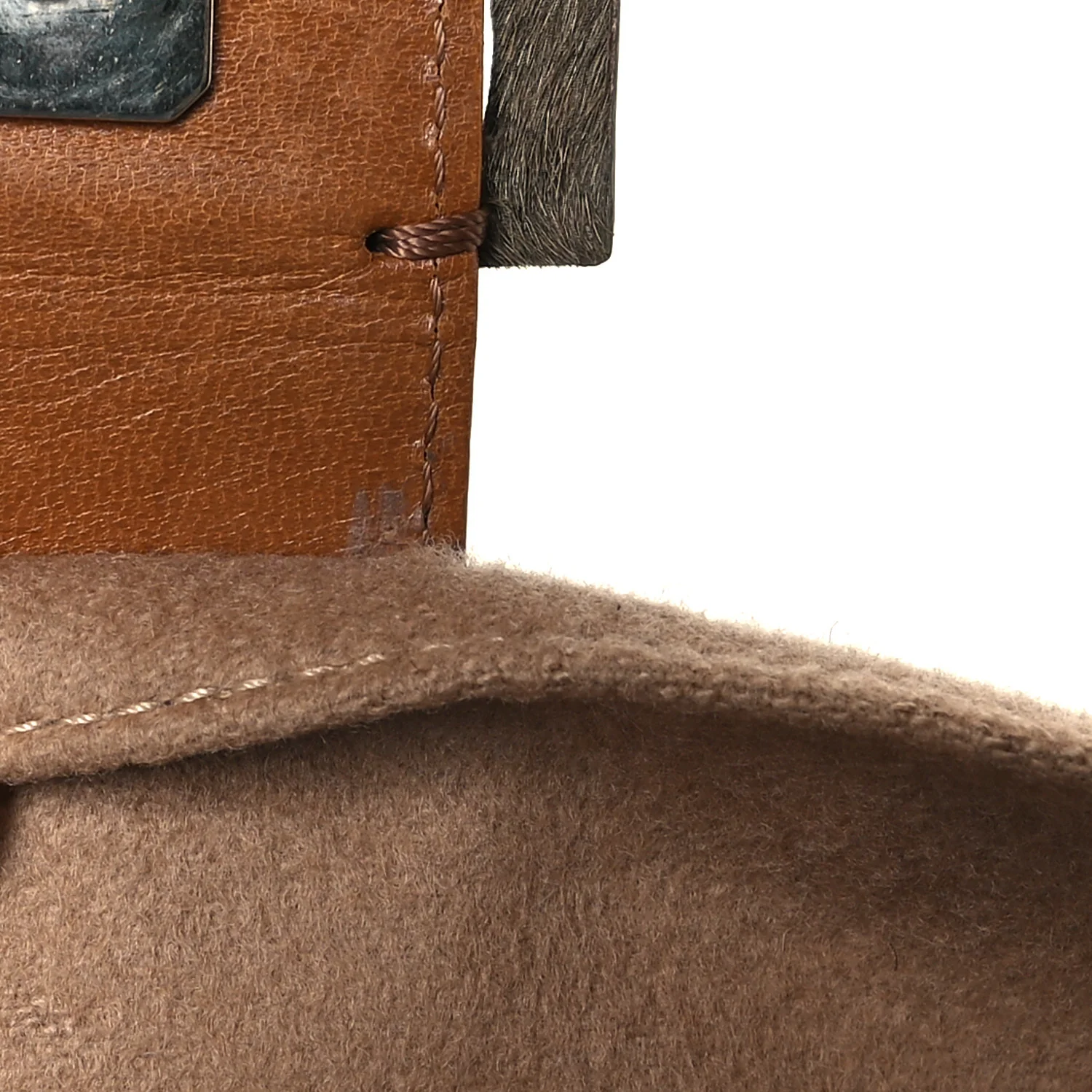 Wool Pony Hair Flower Applique Baguette Brown - Top Club