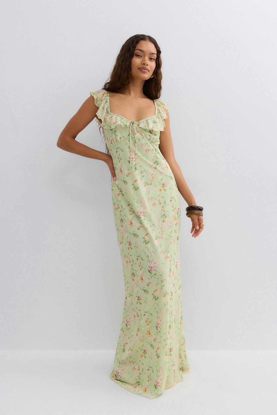 Gina Tricot frill maxi dress