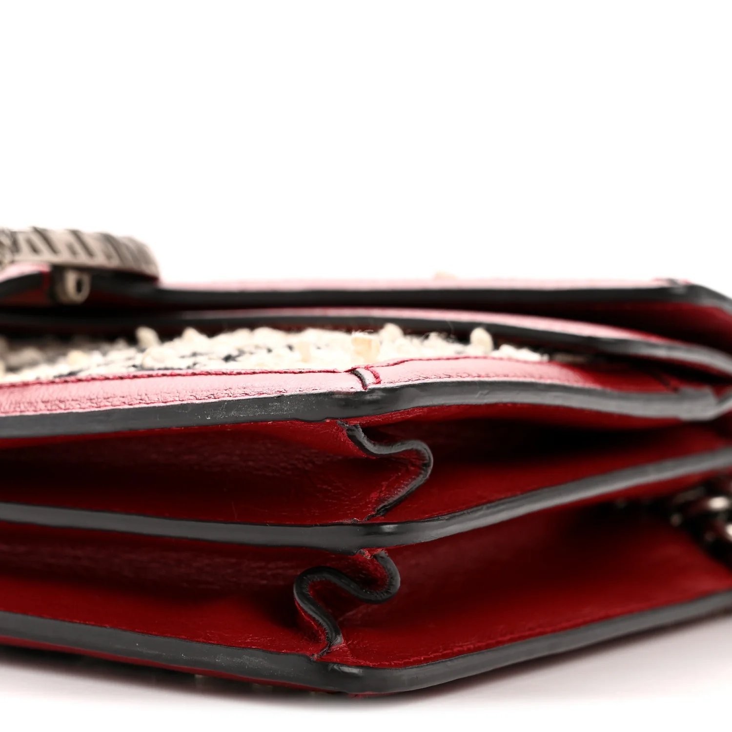 Tweed GG Monogram Small Dionysus Shoulder Bag White Black Romantic Cherry - Top Club