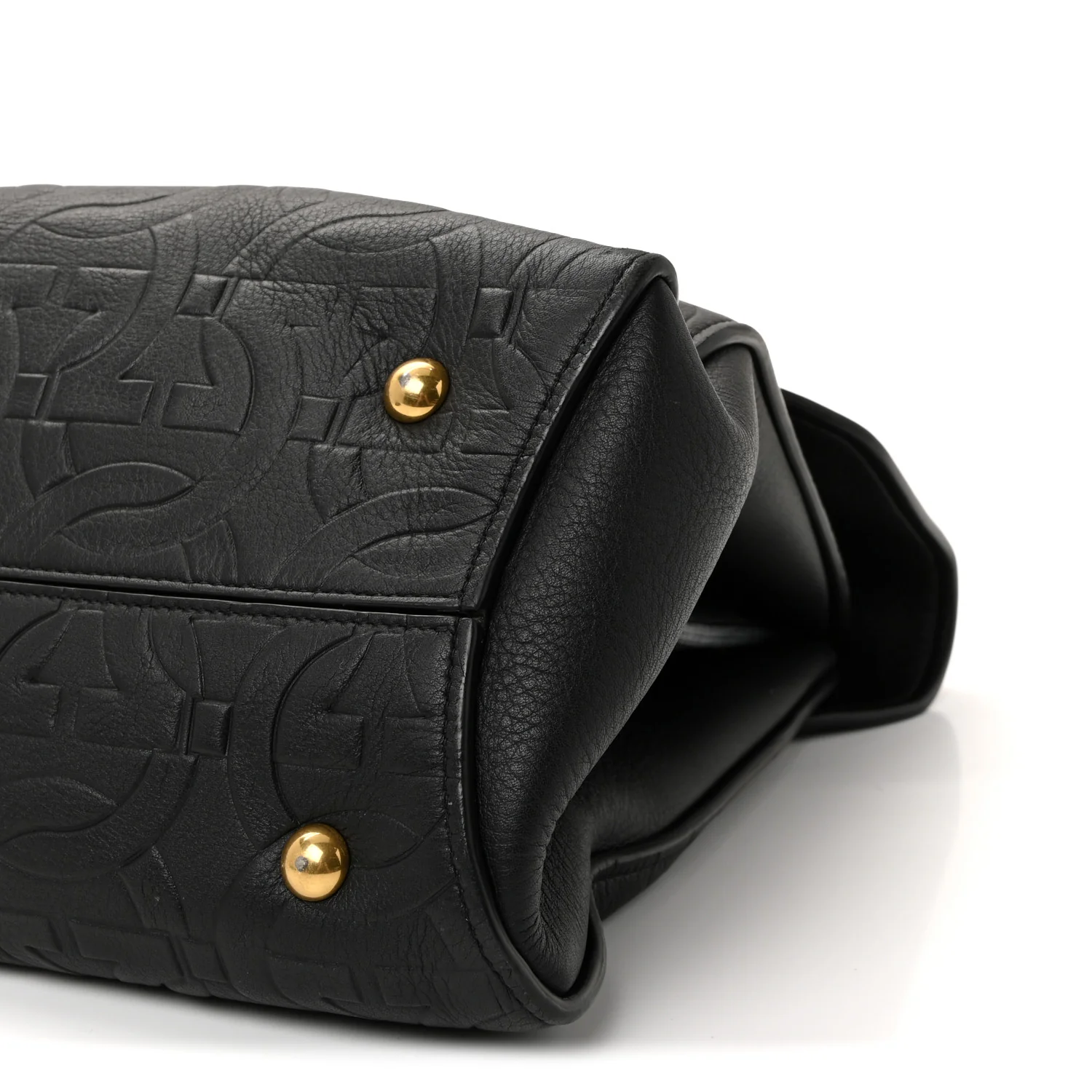 Calfskin Embossed Medium Margot Top Handle Satchel Black - Top Club