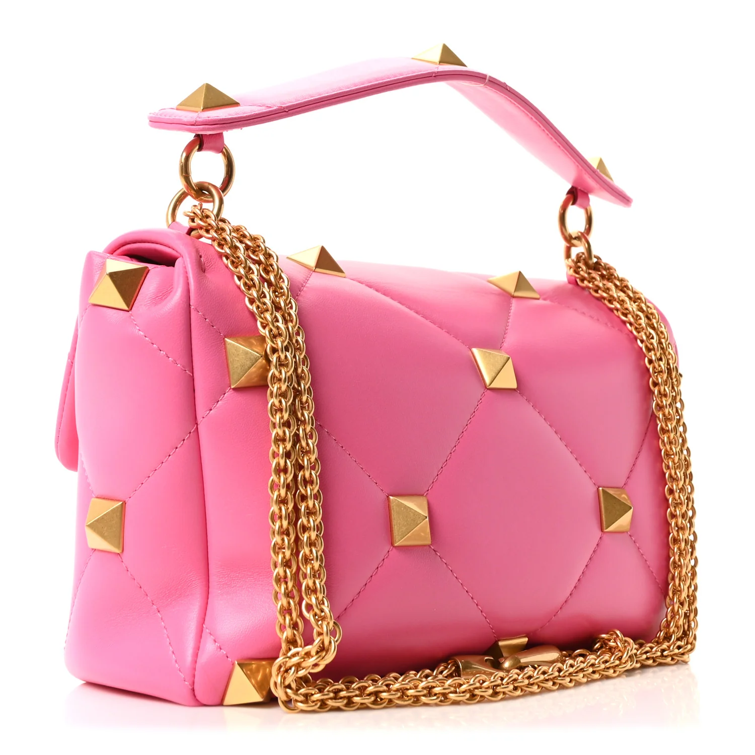 Nappa Large Roman Stud Shoulder Bag Feminine Pink - Top Club