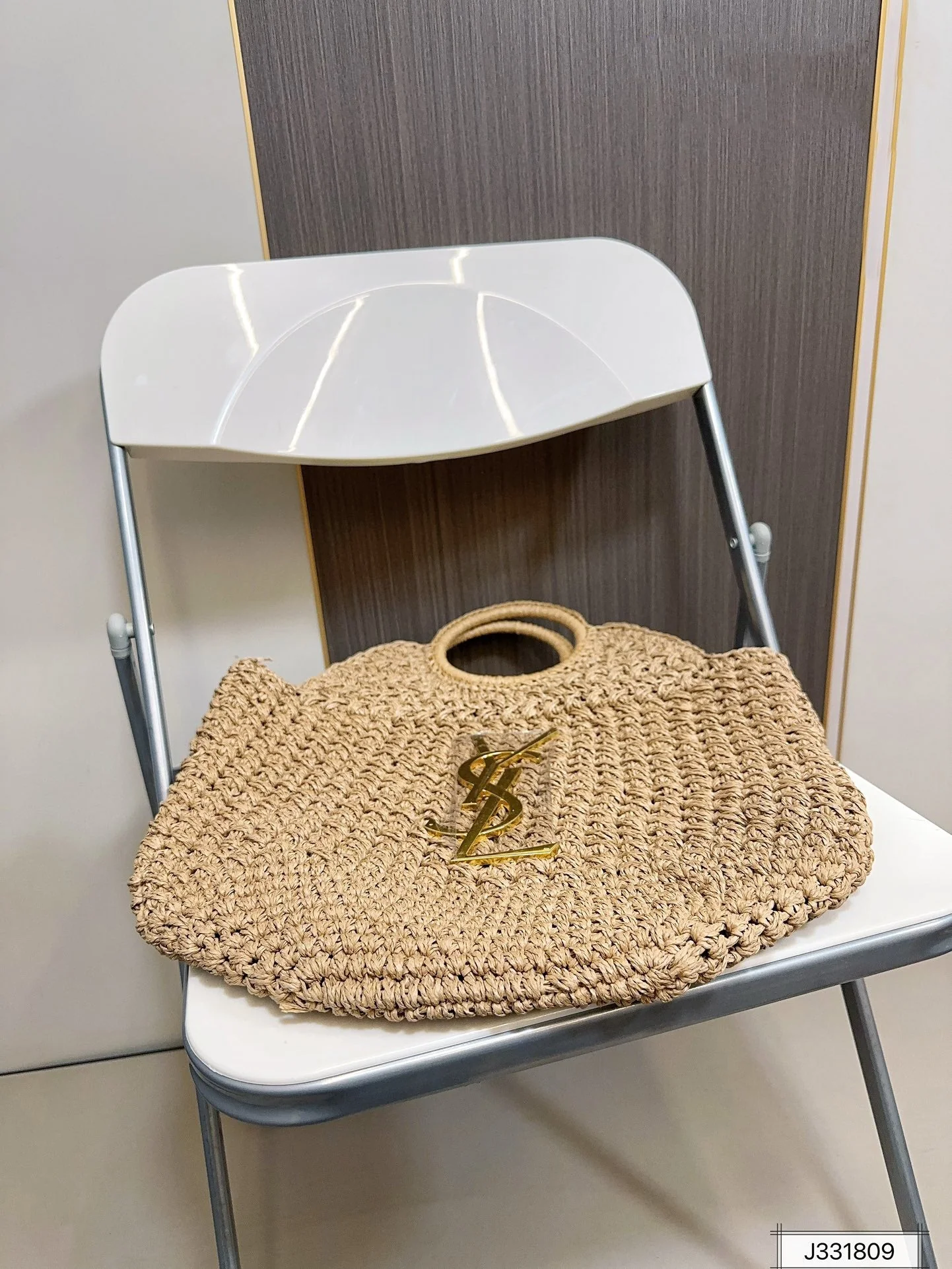 YSL SAINT LAURENT Summer Raffia Tote Bag 41x37cm - Top Club