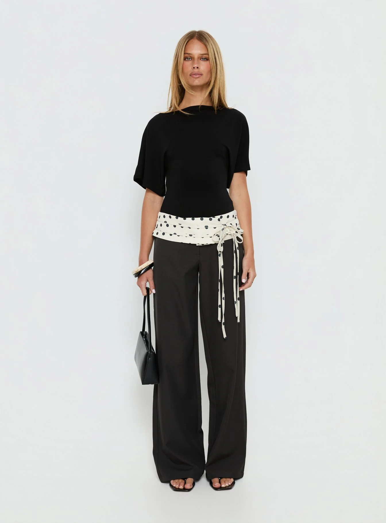 Seneca Wrap Pants Charcoal Polka Dot