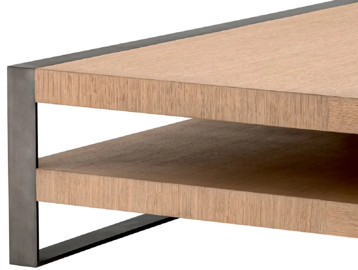 Luxury coffee table natural color / bronze 150 x 150 x H. 42.5 cm - Square living room table - Living room furniture - Solid wood furniture - Luxury furniture - Luxury furnishings