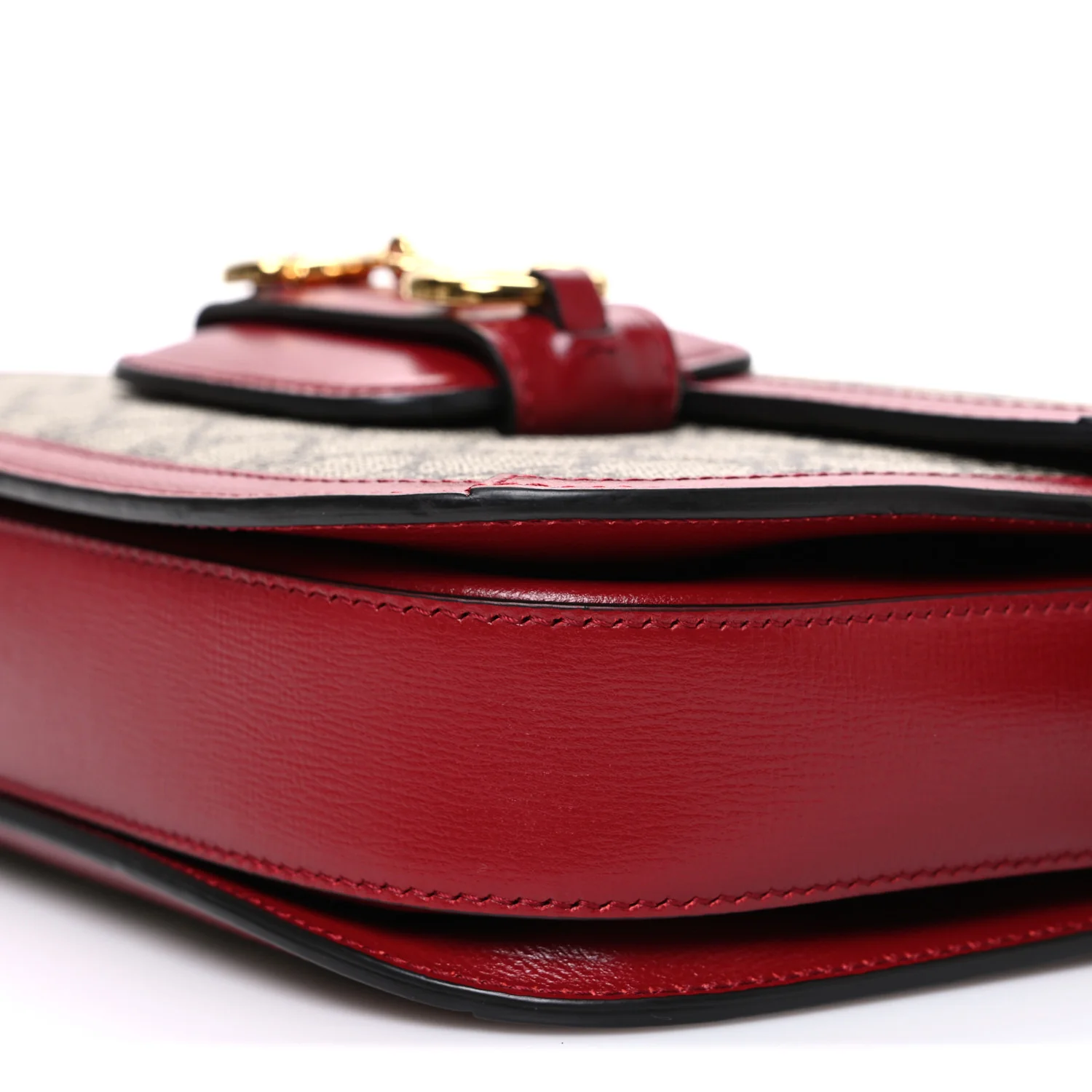 GG Supreme Monogram Azalea Calfskin Horsebit 1955 Shoulder Bag Beige Ebony New Cherry Red - Top Club